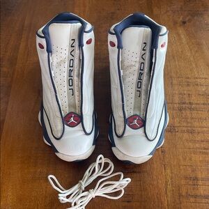 Jordan Pro Strong White and Midnight Navy High-Top Sneakers